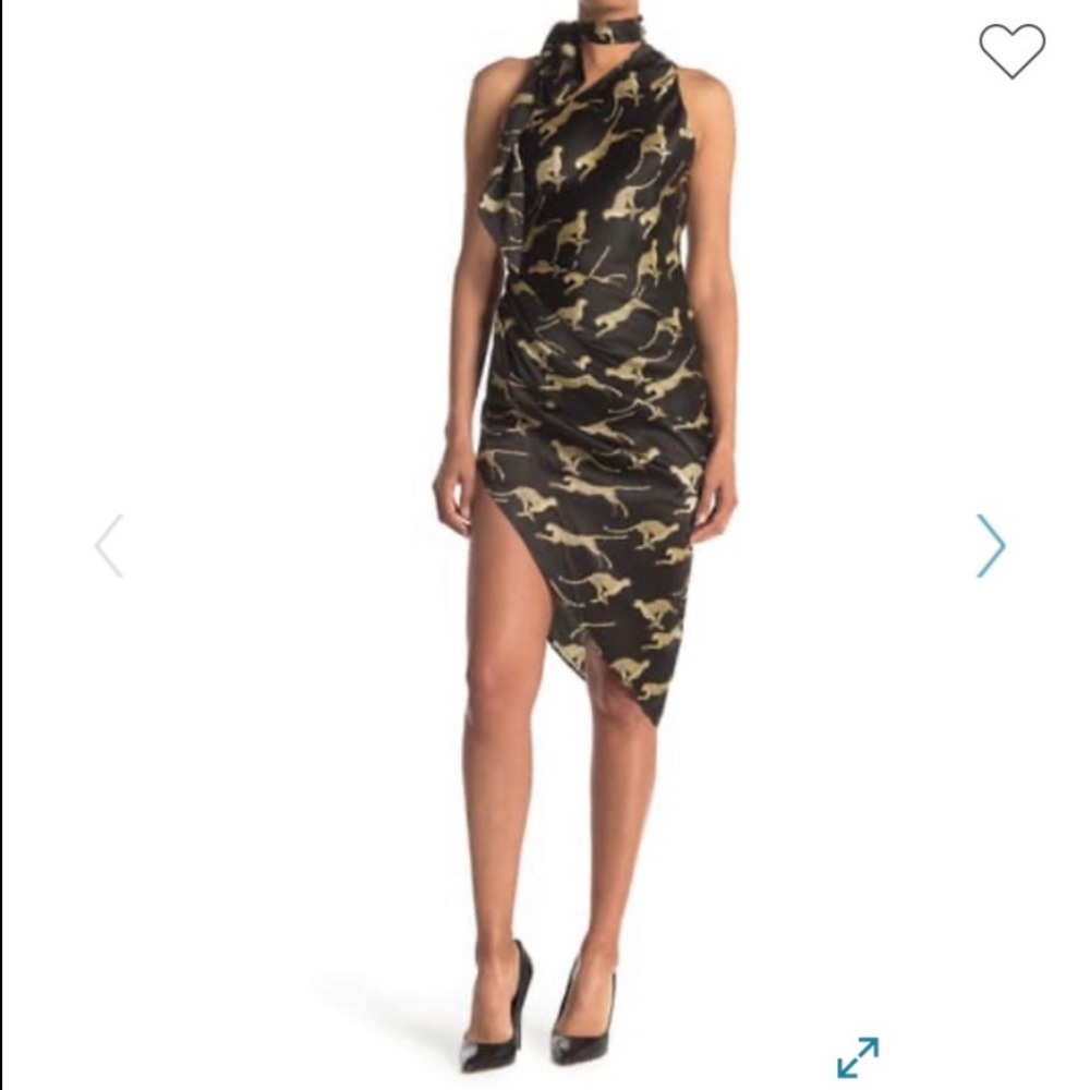 Ronny Kobo Collection Zoey One Shoulder Jaguar Silk Dress XS